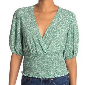 Floral folk smocked top